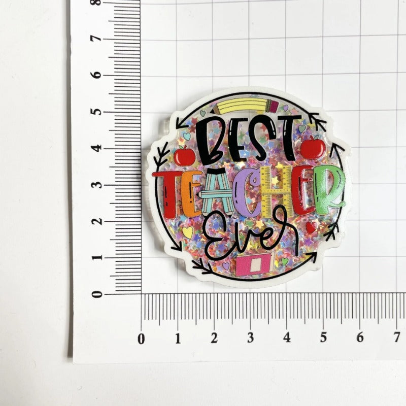 Wholesale 20PCS Teacher Acrylic Quicksand Rotatable ID Buckle